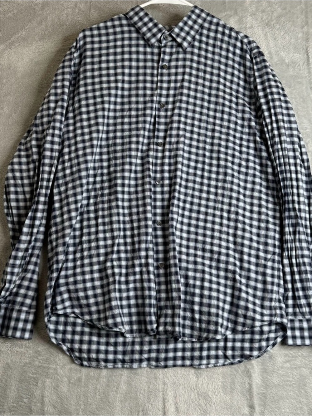 Theory Shirt Men XL Blue Plaid Button Down Minimalist Officewear Casual Business